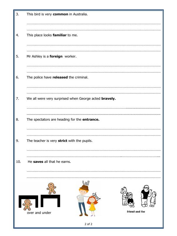 A2ZWorksheets:English-Grammar-Let's Practice Antonyms