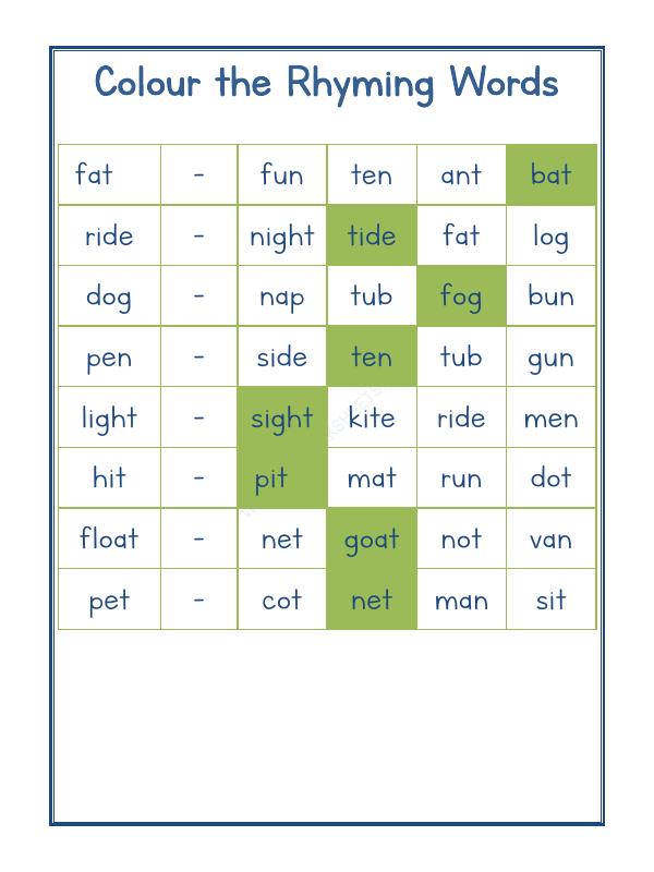 A2ZWorksheets:English-Reading-Rhyming Word-05
