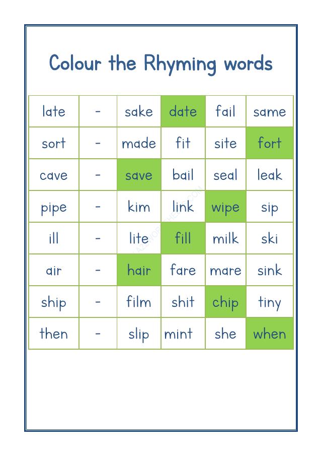 A2ZWorksheets:English-Reading-Rhyming Word-06