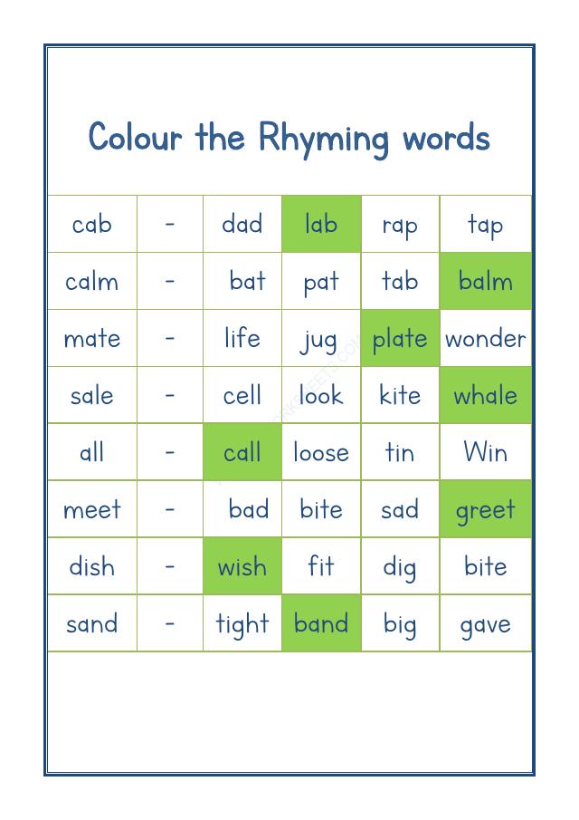 A2ZWorksheets:English-Reading-Rhyming Word-07