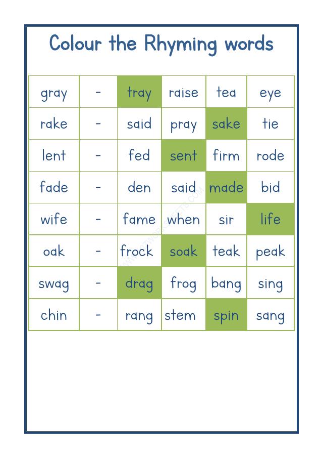 A2ZWorksheets:English-Reading-Rhyming Word-13