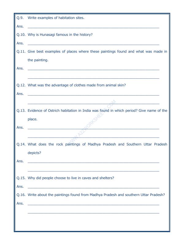 A2ZWorksheets:General Awareness-Our History and Heritage-On The Trial Of The Earliest People-05