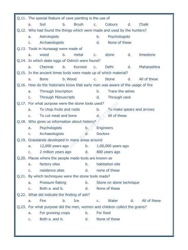 A2ZWorksheets:General Awareness-Our History and Heritage-On The Trial Of The Earliest People-07