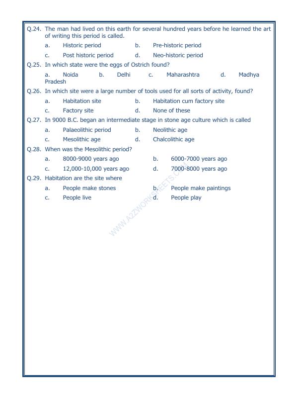 A2ZWorksheets:General Awareness-Our History and Heritage-On The Trial Of The Earliest People-07