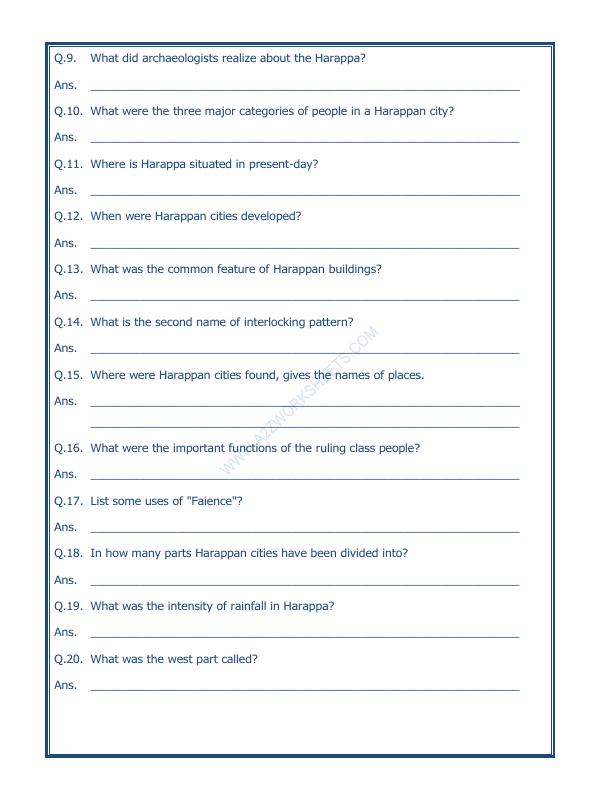 A2ZWorksheets:General Awareness-Our History and Heritage-In The Earliest Cities-01