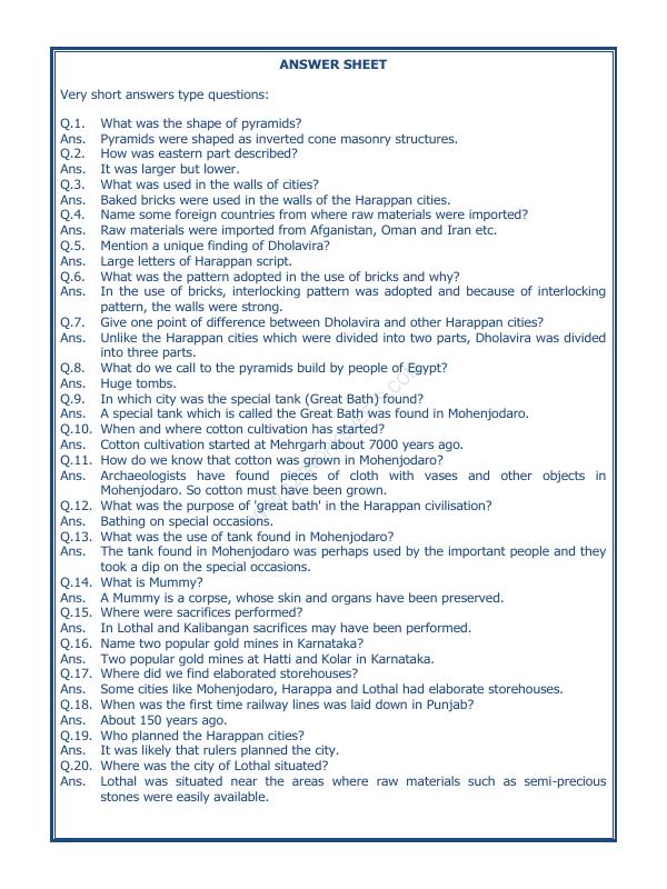 A2ZWorksheets:General Awareness-Our History and Heritage-In The Earliest Cities-02