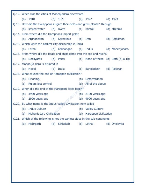 A2ZWorksheets:General Awareness-Our History and Heritage-In The Earliest Cities-06