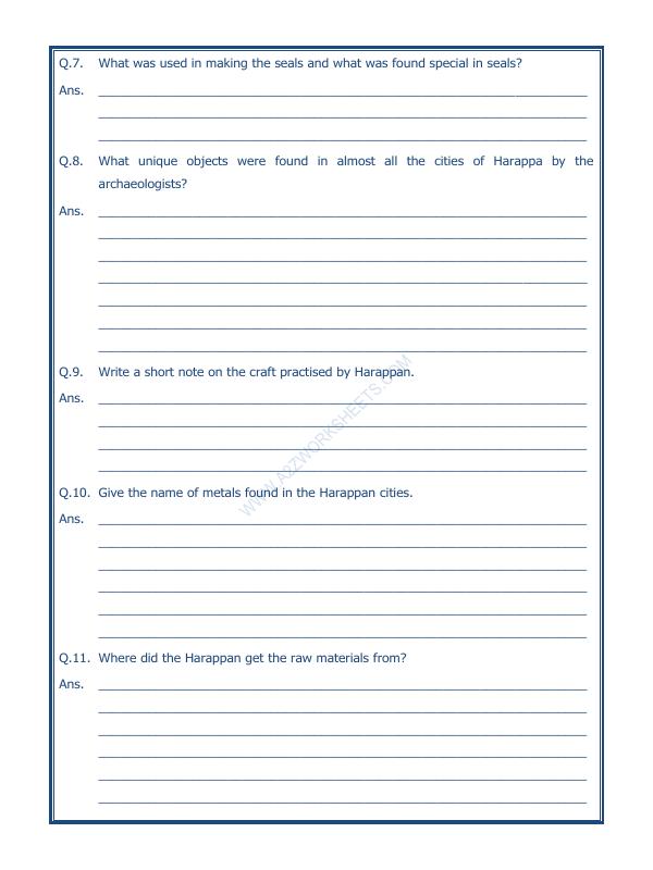 A2ZWorksheets:General Awareness-Our History and Heritage-In The Earliest Cities-07