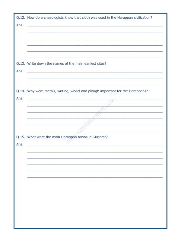 A2ZWorksheets:General Awareness-Our History and Heritage-In The Earliest Cities-07