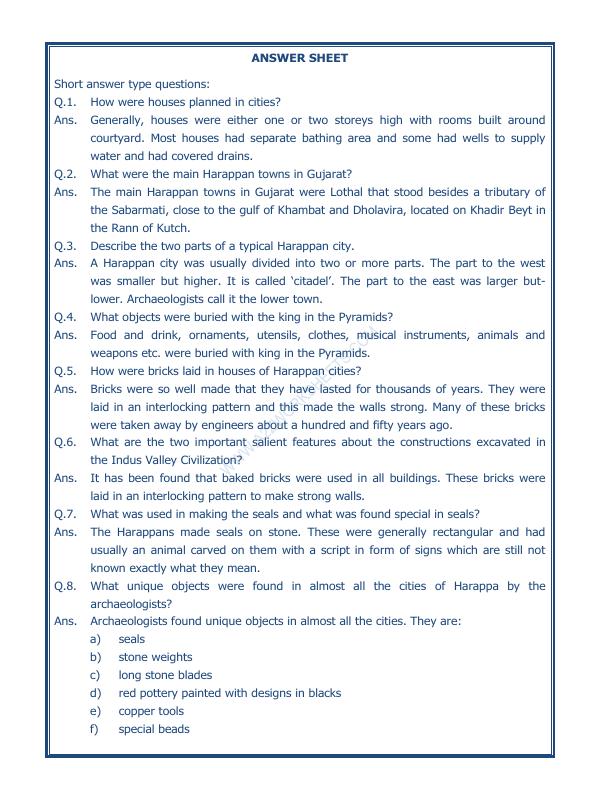 A2ZWorksheets:General Awareness-Our History and Heritage-In The Earliest Cities-07