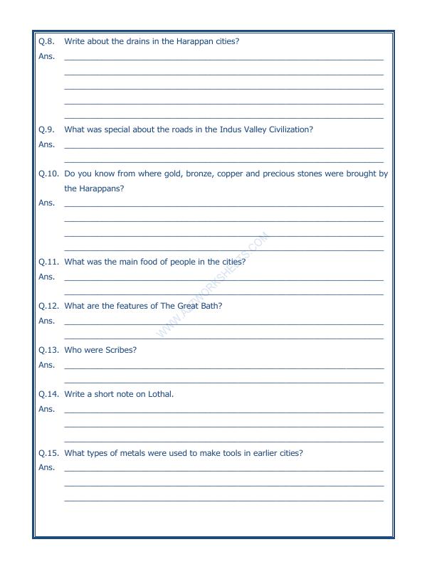 A2ZWorksheets:General Awareness-Our History and Heritage-In The Earliest Cities-08