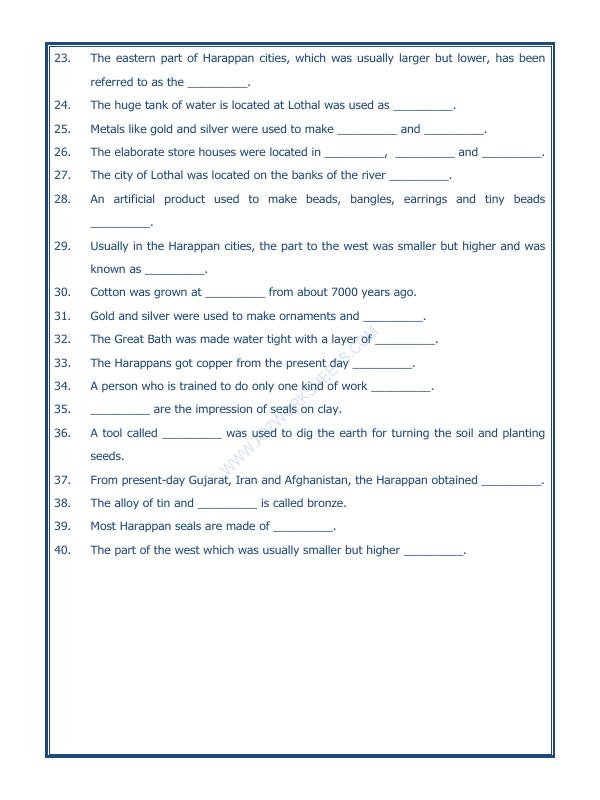 A2ZWorksheets:General Awareness-Our History and Heritage-In The Earliest Cities-09