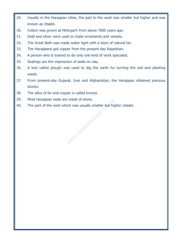 A2ZWorksheets:General Awareness-Our History and Heritage-In The Earliest Cities-09