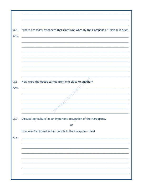 A2ZWorksheets:General Awareness-Our History and Heritage-In The Earliest Cities-12