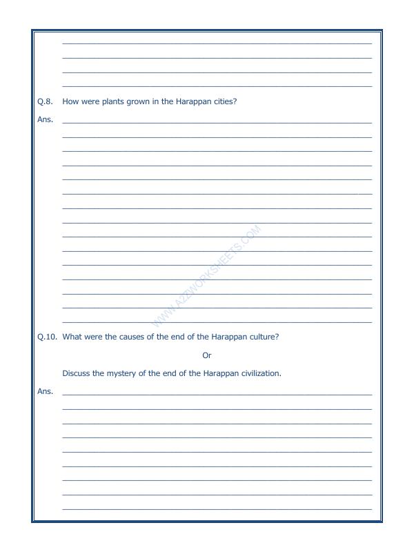 A2ZWorksheets:General Awareness-Our History and Heritage-In The Earliest Cities-12