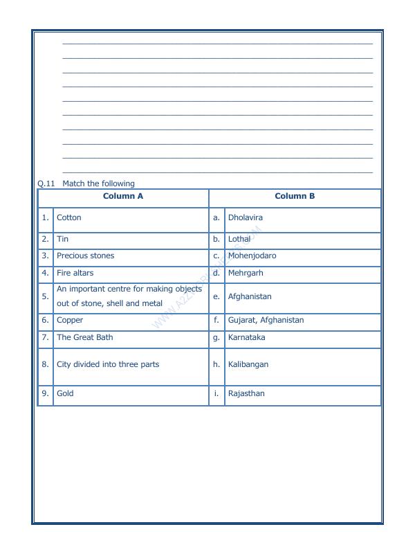 A2ZWorksheets:General Awareness-Our History and Heritage-In The Earliest Cities-12