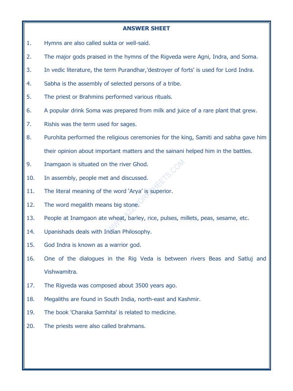 A2ZWorksheets:General Awareness-Our History and Heritage-What Books And Burials Tell Us-12