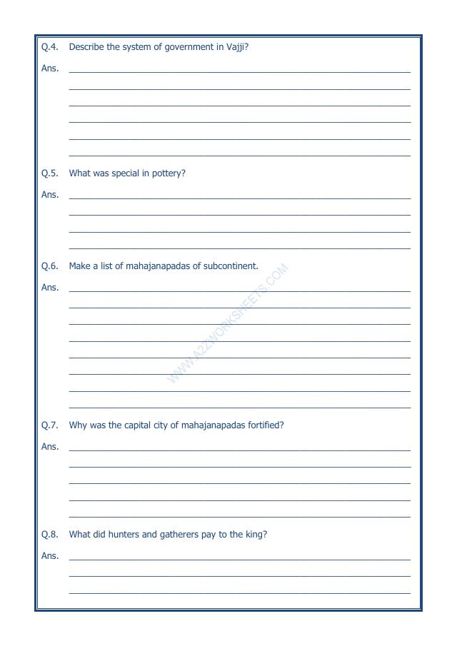 A2ZWorksheets:General Awareness-Our History and Heritage-Kingdoms, Kings And An Early Republic-10