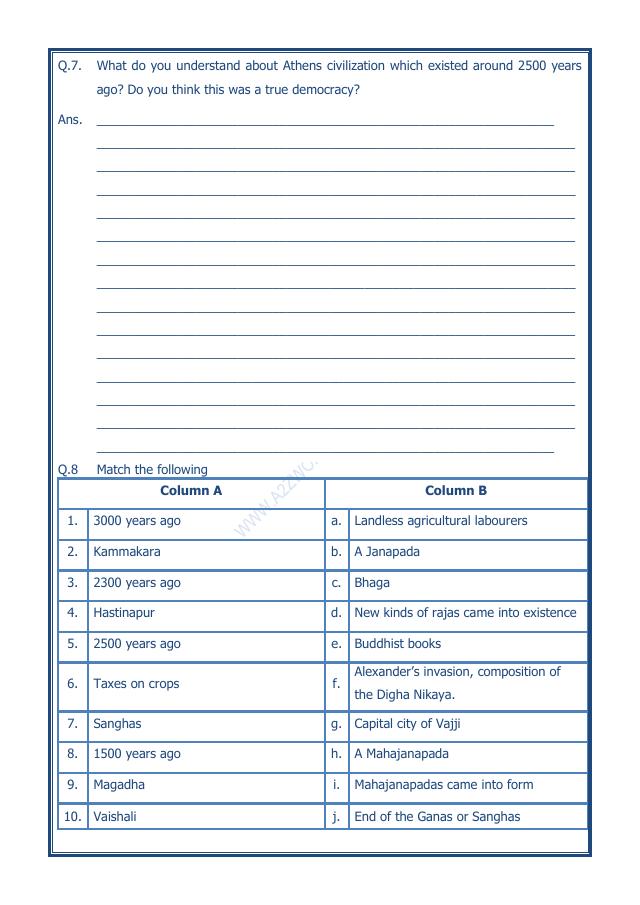A2ZWorksheets:General Awareness-Our History and Heritage-Kingdoms, Kings And An Early Republic-13