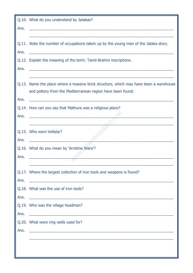 A2ZWorksheets:General Awareness-Our History and Heritage-Vital Villages, Thriving Towns-01