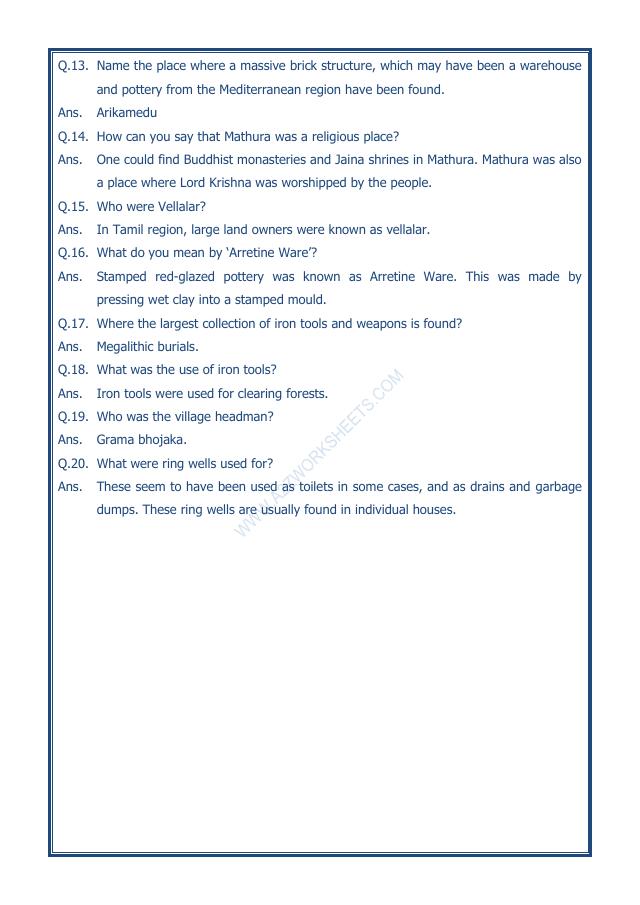 A2ZWorksheets:General Awareness-Our History and Heritage-Vital Villages, Thriving Towns-01
