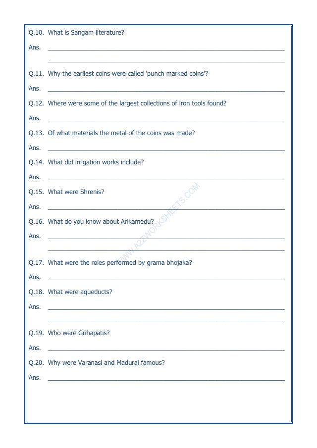A2ZWorksheets:General Awareness-Our History and Heritage-Vital Villages, Thriving Towns-02