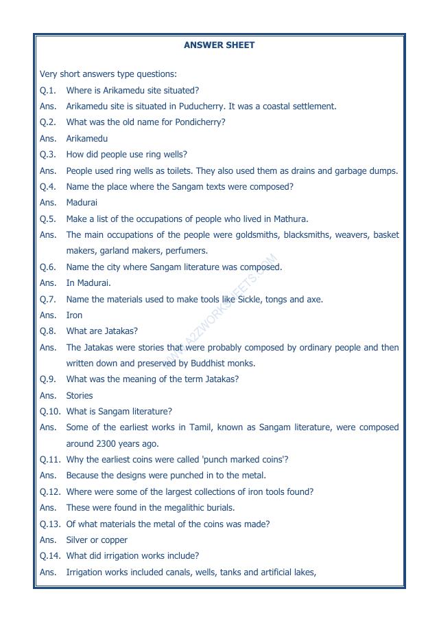 A2ZWorksheets:General Awareness-Our History and Heritage-Vital Villages, Thriving Towns-02