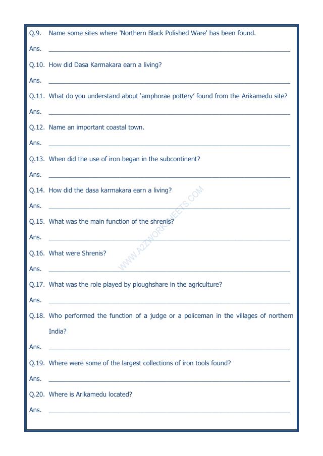 A2ZWorksheets:General Awareness-Our History and Heritage-Vital Villages, Thriving Towns-03