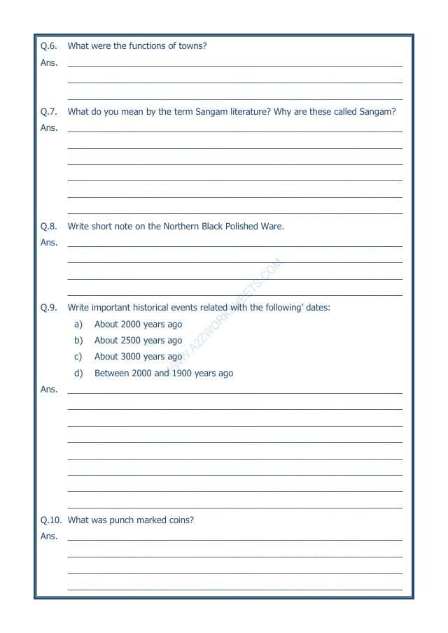 A2ZWorksheets:General Awareness-Our History and Heritage-Vital Villages, Thriving Towns-10