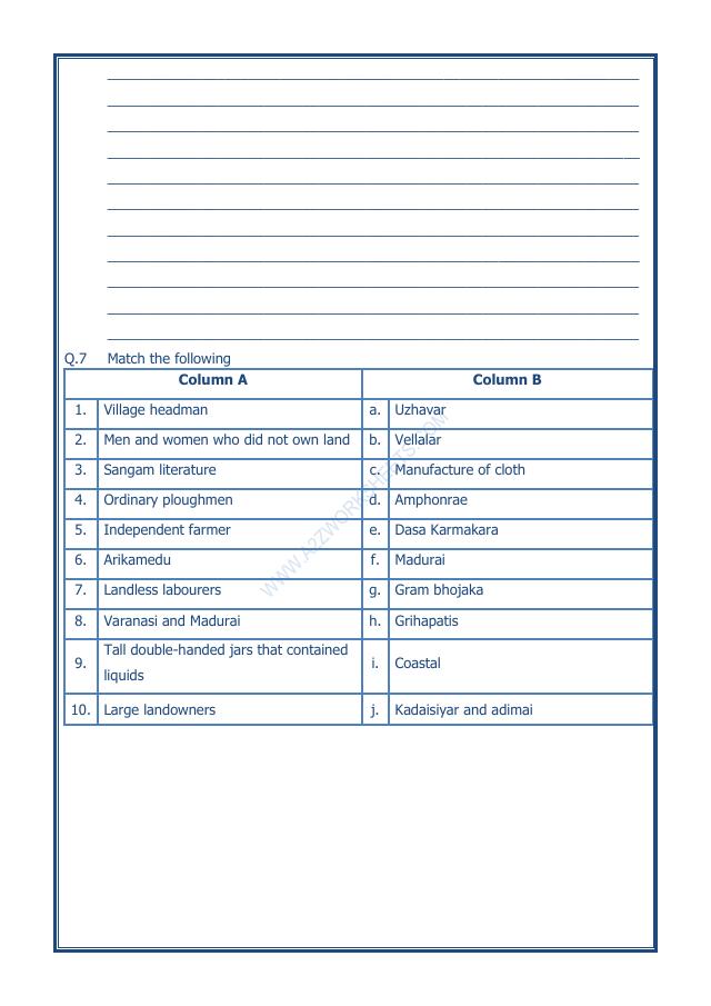 A2ZWorksheets:General Awareness-Our History and Heritage-Vital Villages, Thriving Towns-14