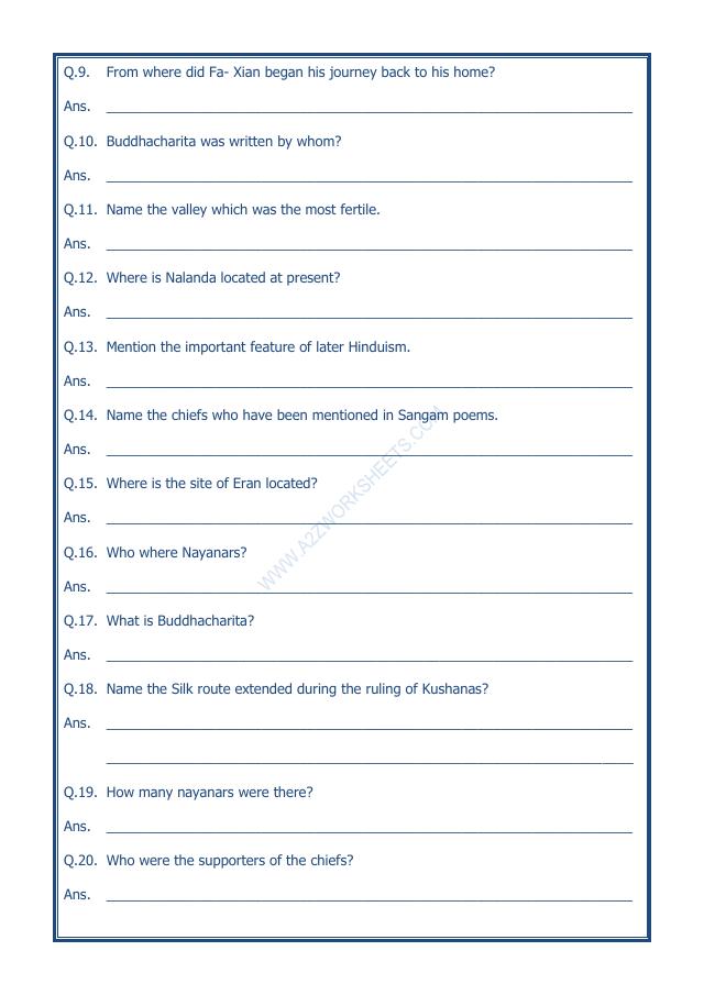 A2ZWorksheets:General Awareness-Our History and Heritage-Traders, Kings And Pilgrims-01