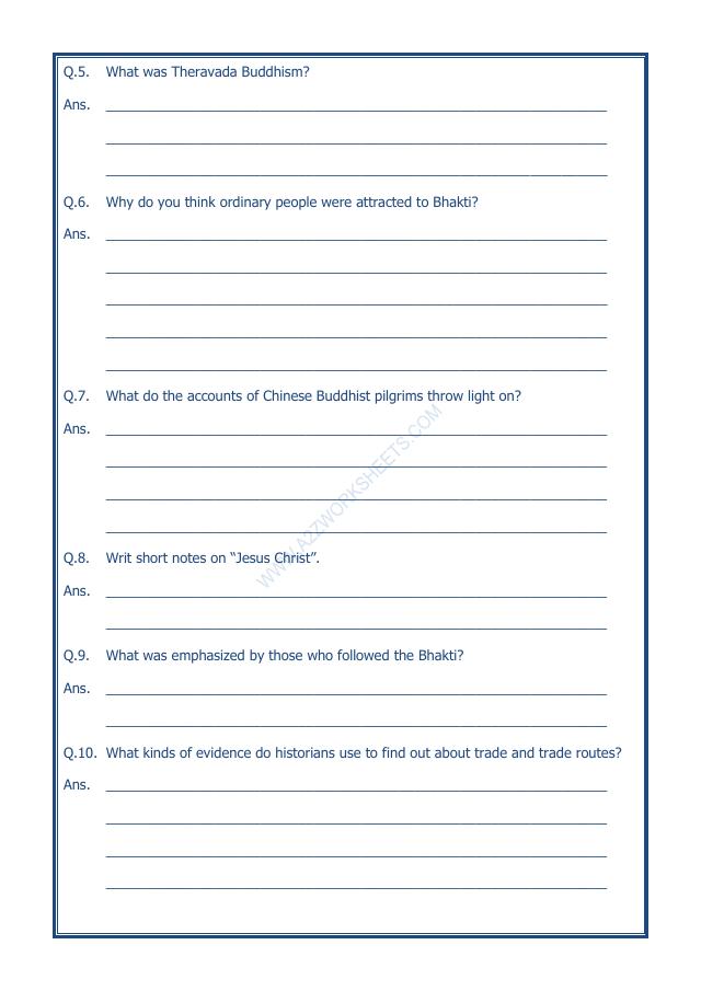 A2ZWorksheets:General Awareness-Our History and Heritage-Traders, Kings And Pilgrims-10