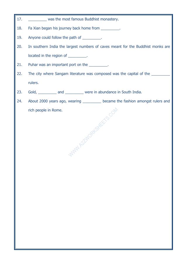 A2ZWorksheets:General Awareness-Our History and Heritage-Traders, Kings And Pilgrims-12