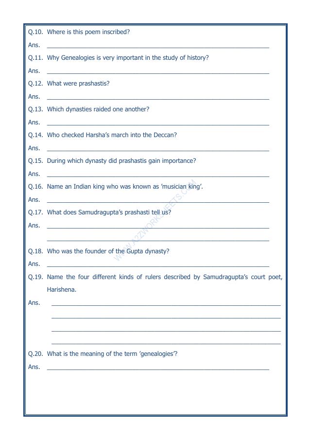 A2ZWorksheets:General Awareness-Our History and Heritage-New Empires And Kingdoms-01