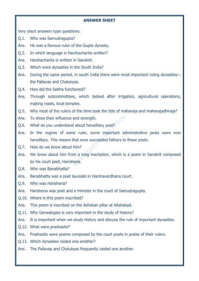 A2ZWorksheets:General Awareness-Our History and Heritage-New Empires And Kingdoms-01
