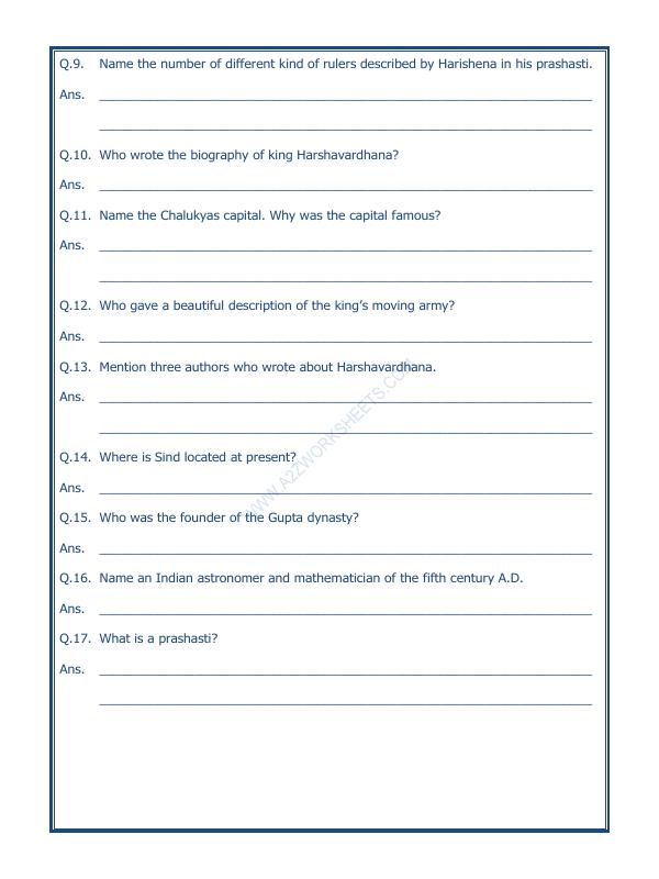 A2ZWorksheets:General Awareness-Our History and Heritage-New Empires And Kingdoms-05