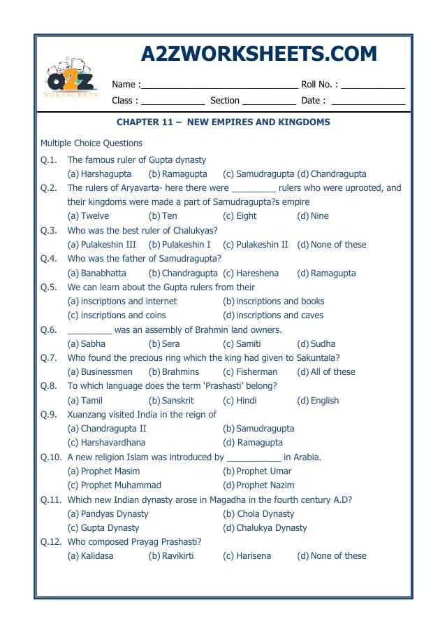 A2Zworksheets:Worksheet of New Empires And Kingdoms-06-Our History and ...