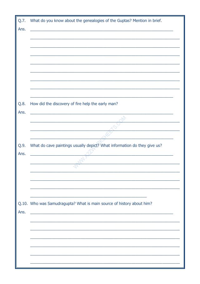 A2ZWorksheets:General Awareness-Our History and Heritage-New Empires And Kingdoms-10