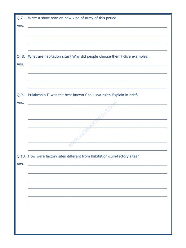 A2ZWorksheets:General Awareness-Our History and Heritage-New Empires And Kingdoms-11