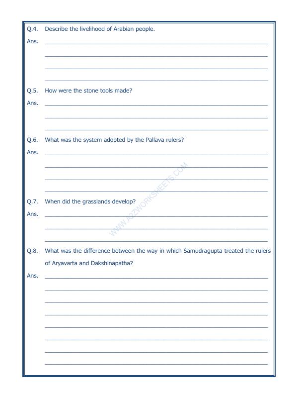 A2ZWorksheets:General Awareness-Our History and Heritage-New Empires And Kingdoms-12