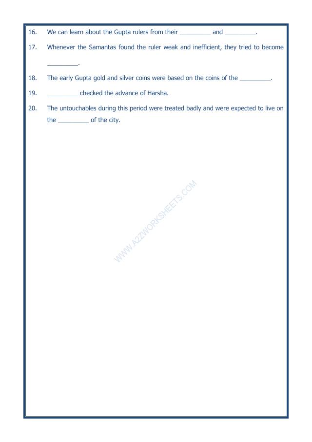 A2ZWorksheets:General Awareness-Our History and Heritage-New Empires And Kingdoms-13