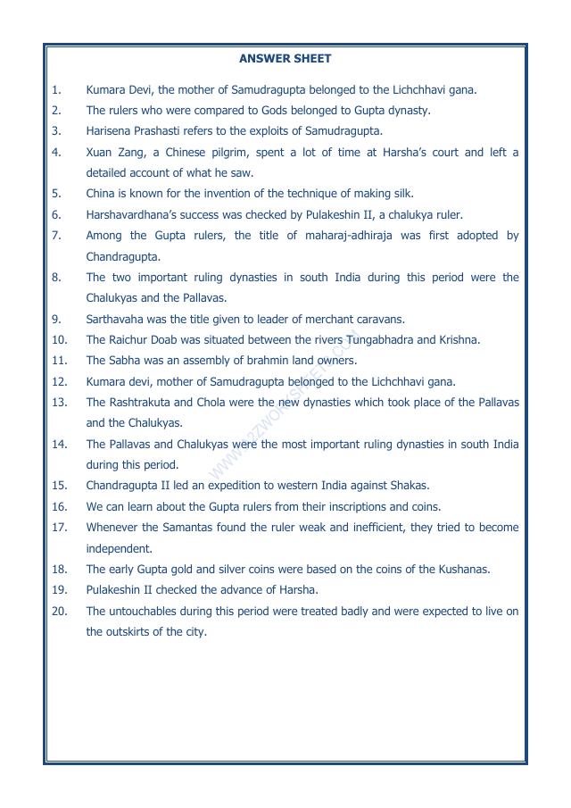 A2ZWorksheets:General Awareness-Our History and Heritage-New Empires And Kingdoms-13