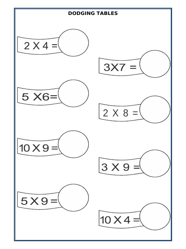 A2ZWorksheets:Maths-Multiplication-Dodging Tables