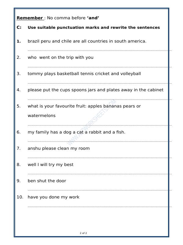 A2ZWorksheets:English-Grammar-Punctuation