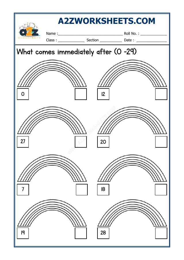 A2Zworksheets:Worksheet of What Comes After-02-Numbers-Maths