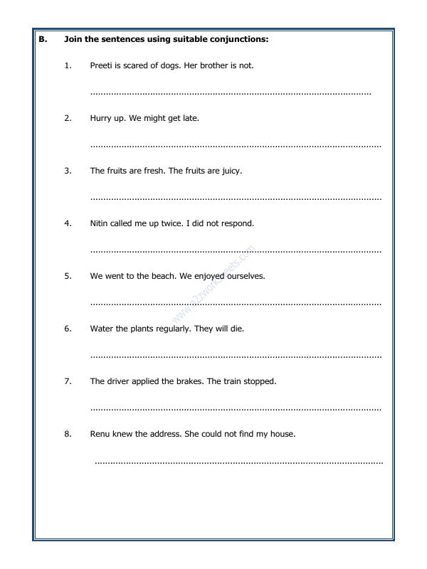A2ZWorksheets:English-Grammar-Let's Practice Conjunctions-01