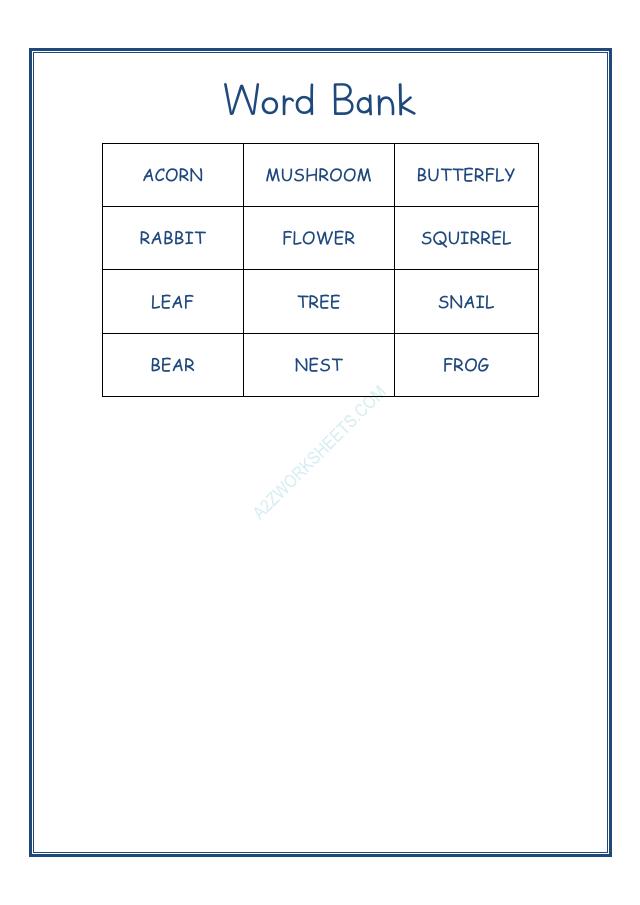 A2ZWorksheets:English-Reading-Cross Words-Forest