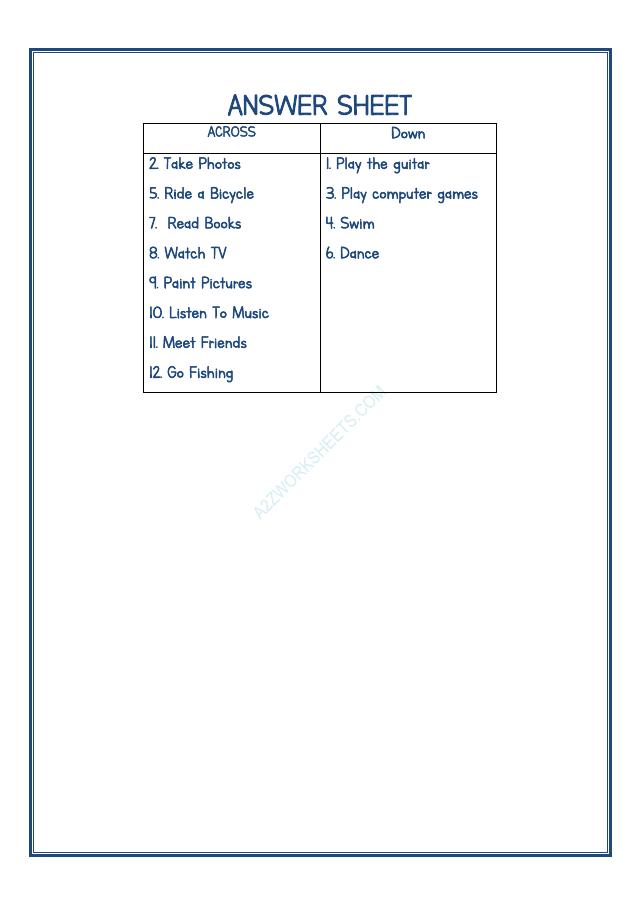 A2ZWorksheets:English-Reading-Cross Words-Fun Time Activities