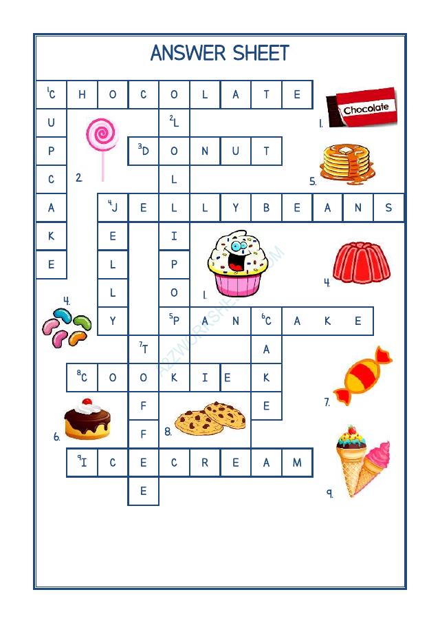 A2ZWorksheets:English-Reading-Crossword -Food Name