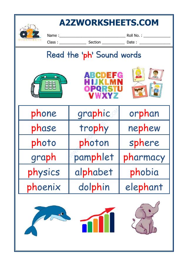 A2Zworksheets:Worksheet of English Phonics Sounds - 'Ph' Sound Words ...